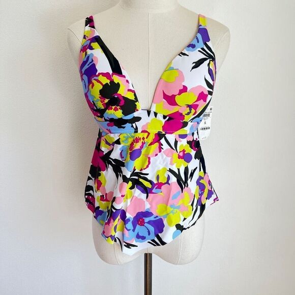 Bar III Paradise Garden Tankini Top Floral Print Size Small - Picture 2 of 12